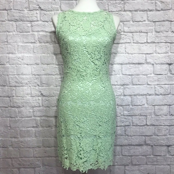 Forever 21 Dresses & Skirts - Forever 21 Green Floral Lace Sheath Wiggle Dress